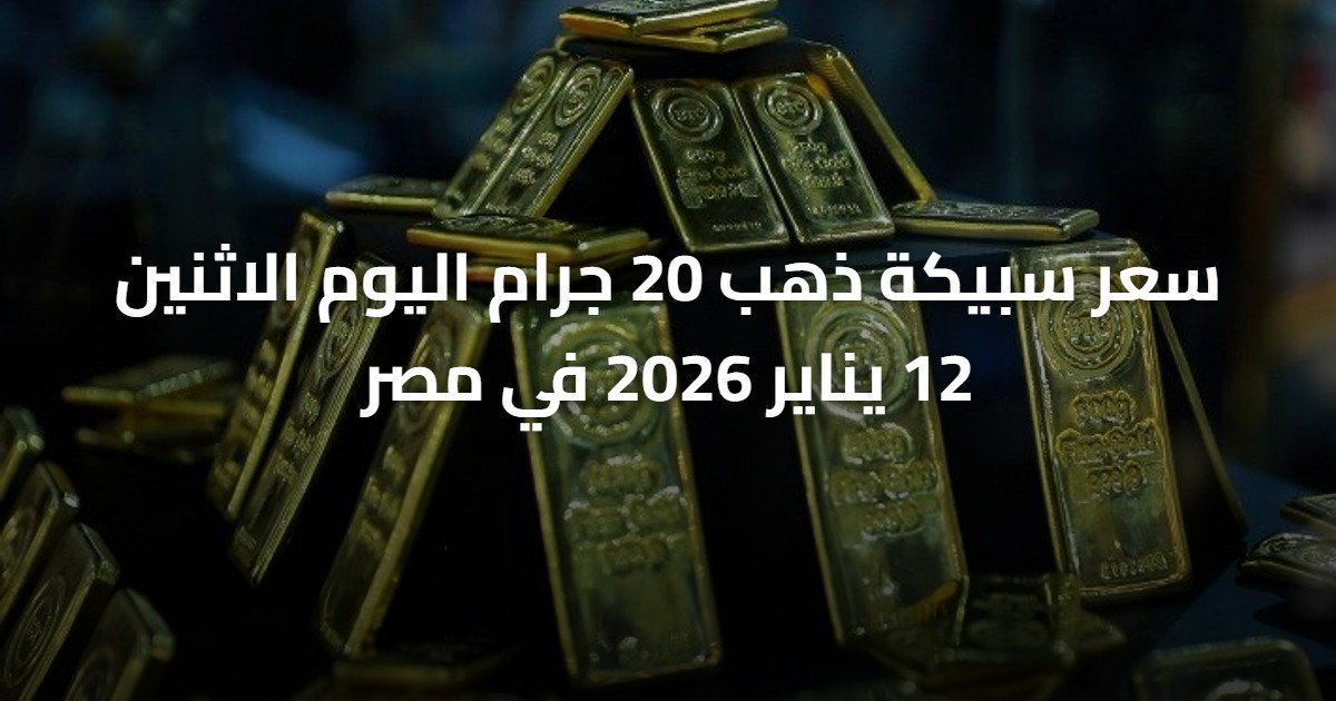 سعر سبيكة ذهب 20 جرام اليوم الاثنين 12 يناير 2026 في مصر
