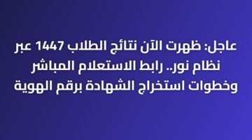 عاجل: ظهرت الآن نتائج الطلاب 1447 عبر نظام نور.. رابط الاستعلام المباشر وخطوات استخراج الشهادة برقم الهوية 24