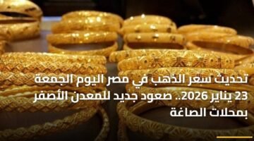 تحديث سعر الذهب في مصر اليوم الجمعة 23 يناير 2026.. صعود جديد للمعدن الأصفر بمحلات الصاغة ) تحديث سعر الذهب في مصر اليوم الجمعة 23 يناير 2026.. صعود جديد للمعدن الأصفر بمحلات الصاغة 84