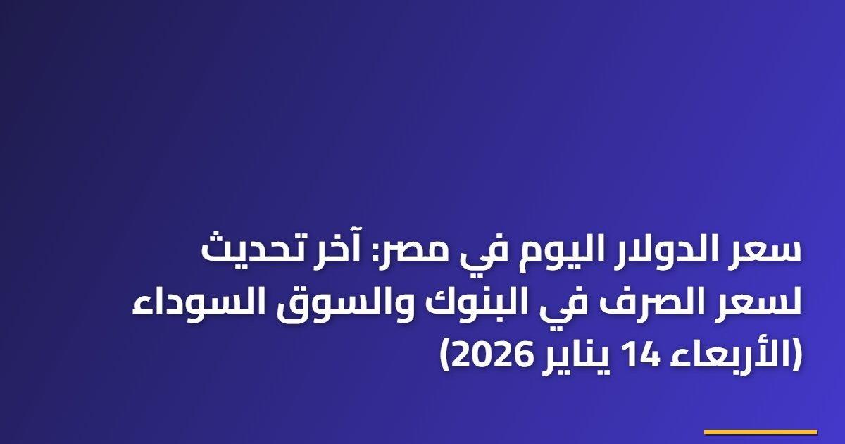 سعر الدولار اليوم في مصر: آخر تحديث لسعر الصرف في البنوك والسوق السوداء (الأربعاء 14 يناير 2026)