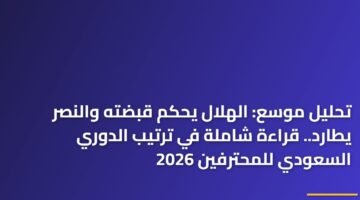 تحليل موسع: الهلال يحكم قبضته والنصر يطارد.. قراءة شاملة في ترتيب الدوري السعودي للمحترفين 2026 ) تحليل موسع: الهلال يحكم قبضته والنصر يطارد.. قراءة شاملة في ترتيب الدوري السعودي للمحترفين 2026 108