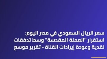 سعر الريال السعودي في مصر اليوم: استقرار "العملة المقدسة" وسط تدفقات نقدية وعودة إيرادات القناة - تقرير موسع ) سعر الريال السعودي في مصر اليوم: استقرار "العملة المقدسة" وسط تدفقات نقدية وعودة إيرادات القناة - تقرير موسع 93