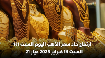 ارتفاع حاد سعر الذهب اليوم السبت 14 فبراير 2026 عيار 21 17
