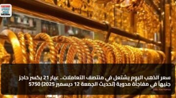 سعر الذهب اليوم يشتعل في منتصف التعاملات.. عيار 21 يكسر حاجز 5750 جنيهاً في مفاجأة مدوية (تحديث الجمعة 12 ديسمبر 2025) 80