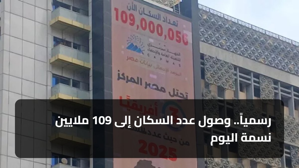 رسمياً.. وصول عدد السكان إلى 109 ملايين نسمة اليوم