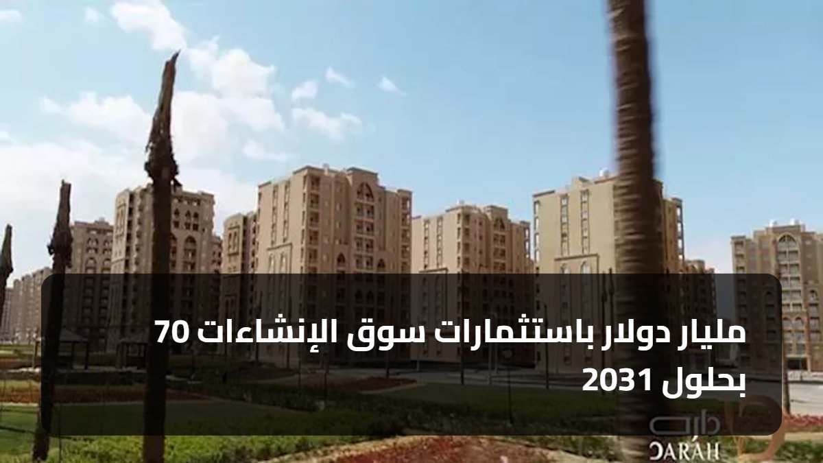 70 مليار دولار باستثمارات سوق الإنشاءات بحلول 2031
