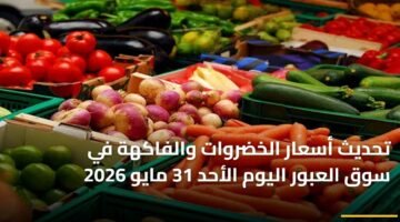 تحديث أسعار الخضروات والفاكهة في سوق العبور اليوم الأحد 31 مايو 2026 84