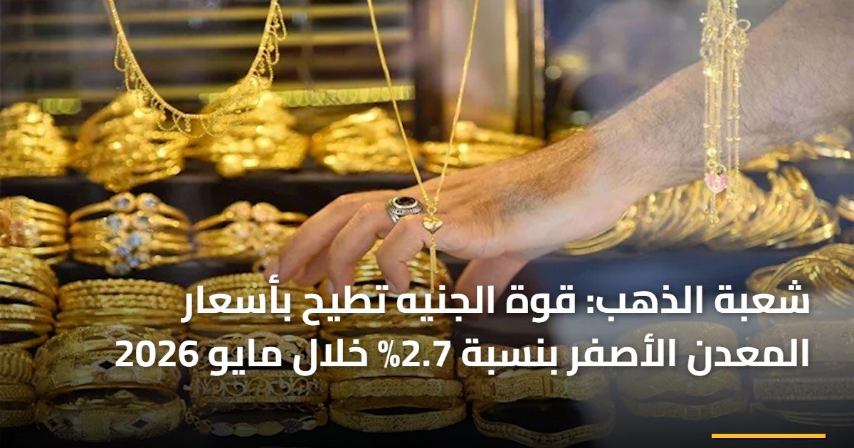شعبة الذهب: قوة الجنيه تطيح بأسعار المعدن الأصفر بنسبة 2.7% خلال مايو 2026