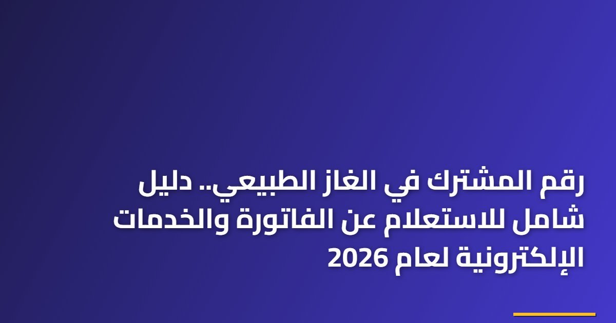 رقم المشترك في الغاز الطبيعي.. دليل شامل للاستعلام عن الفاتورة والخدمات الإلكترونية لعام 2026